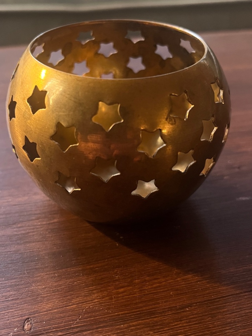 Brass Star Cutout Tea Light Holder - Gold Home Accent